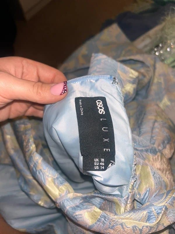 ASOS ASOS luxe occasion dress in blue jacquard