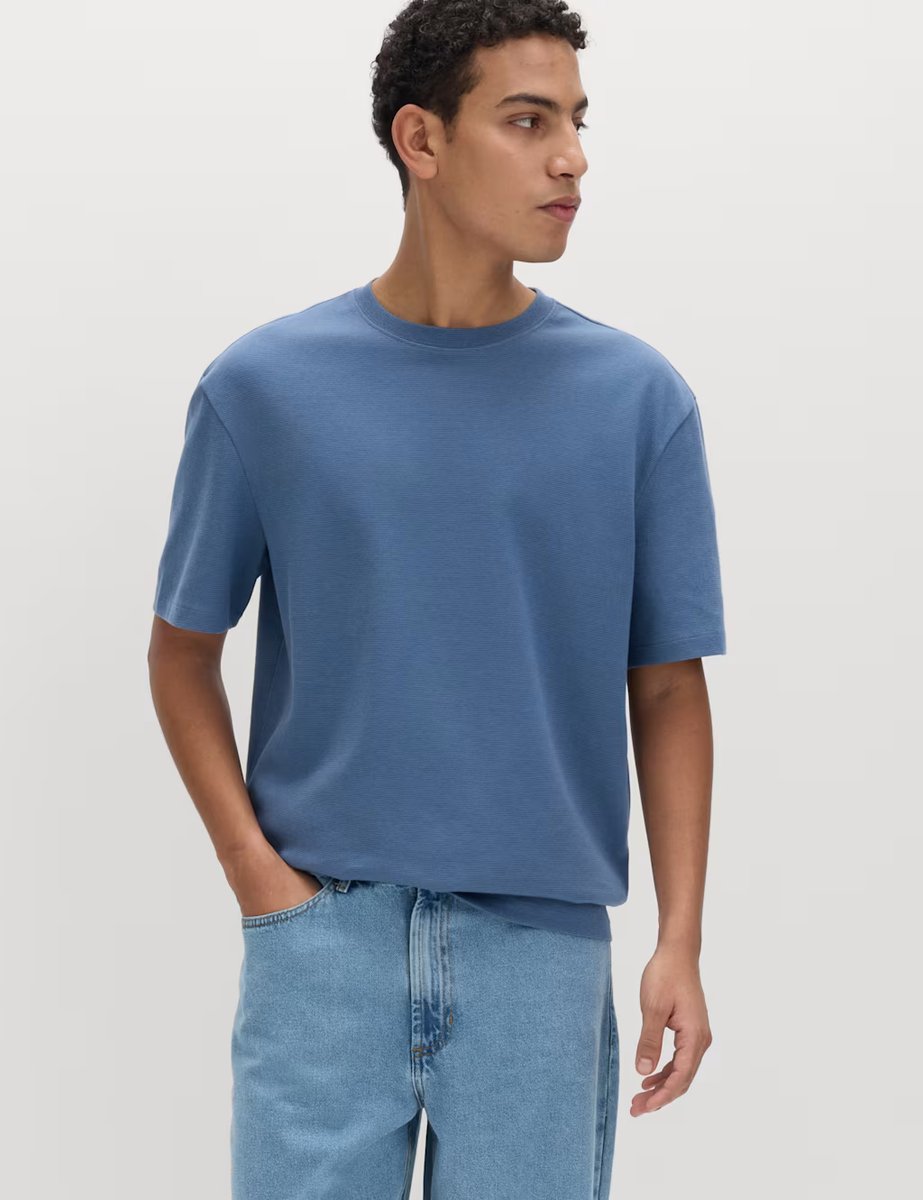 Marks & Spencer M&S Cotton Rich Ultimate Performance Striped T-Shirt Blue Mix - 2