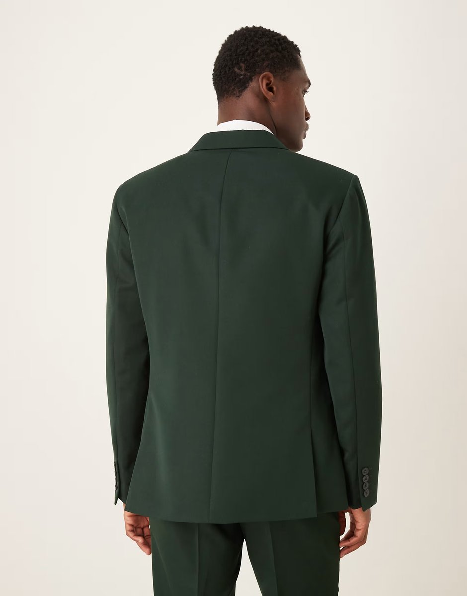 ASOS ASOS DESIGN slim suit jacket with wrap detail in dark green - 3