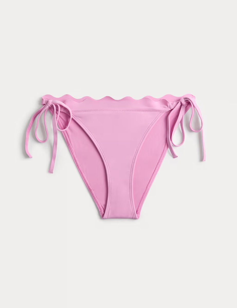 Marks & Spencer M&S Sculpt Scallop Tie Side Bikini Bottoms Pink - 1
