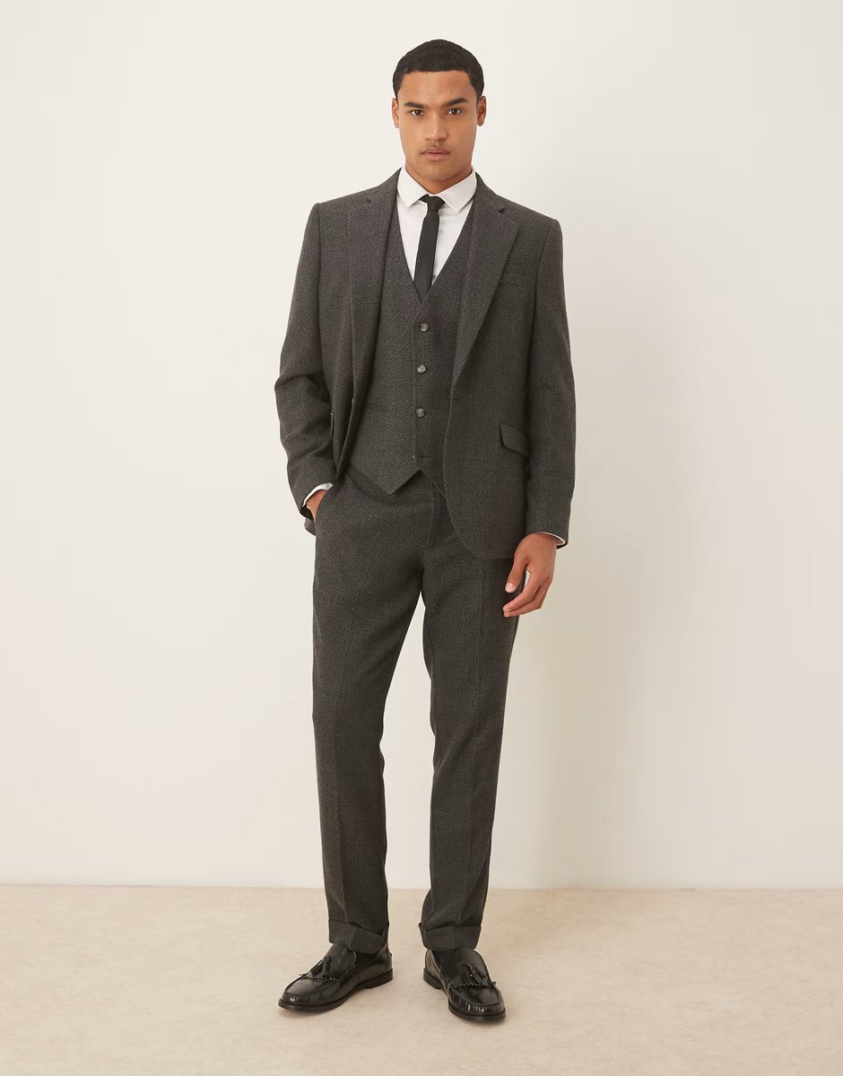 ASOS ASOS DESIGN slim suit jacket with grey microtexture - 2