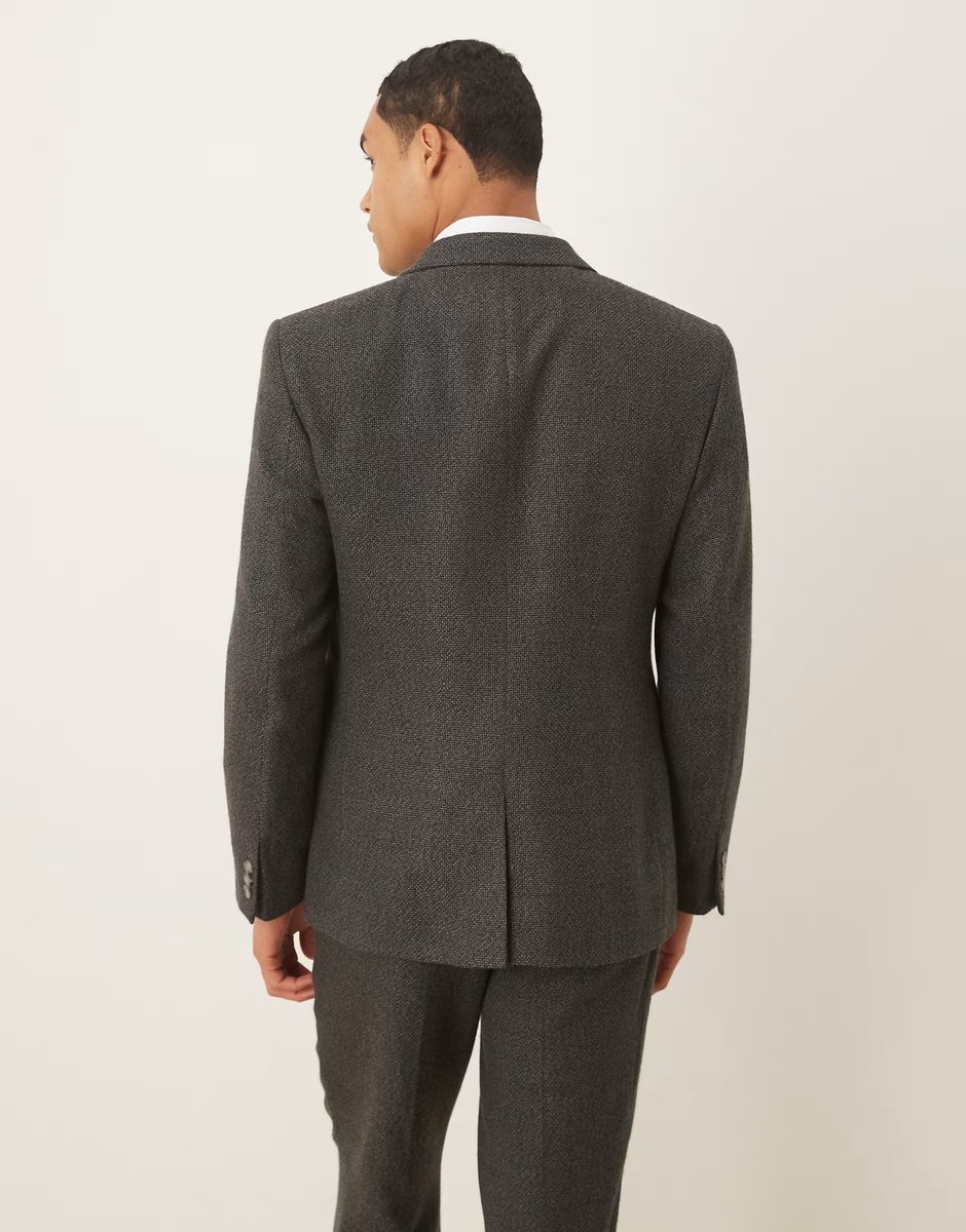 ASOS ASOS DESIGN slim suit jacket with grey microtexture - 3