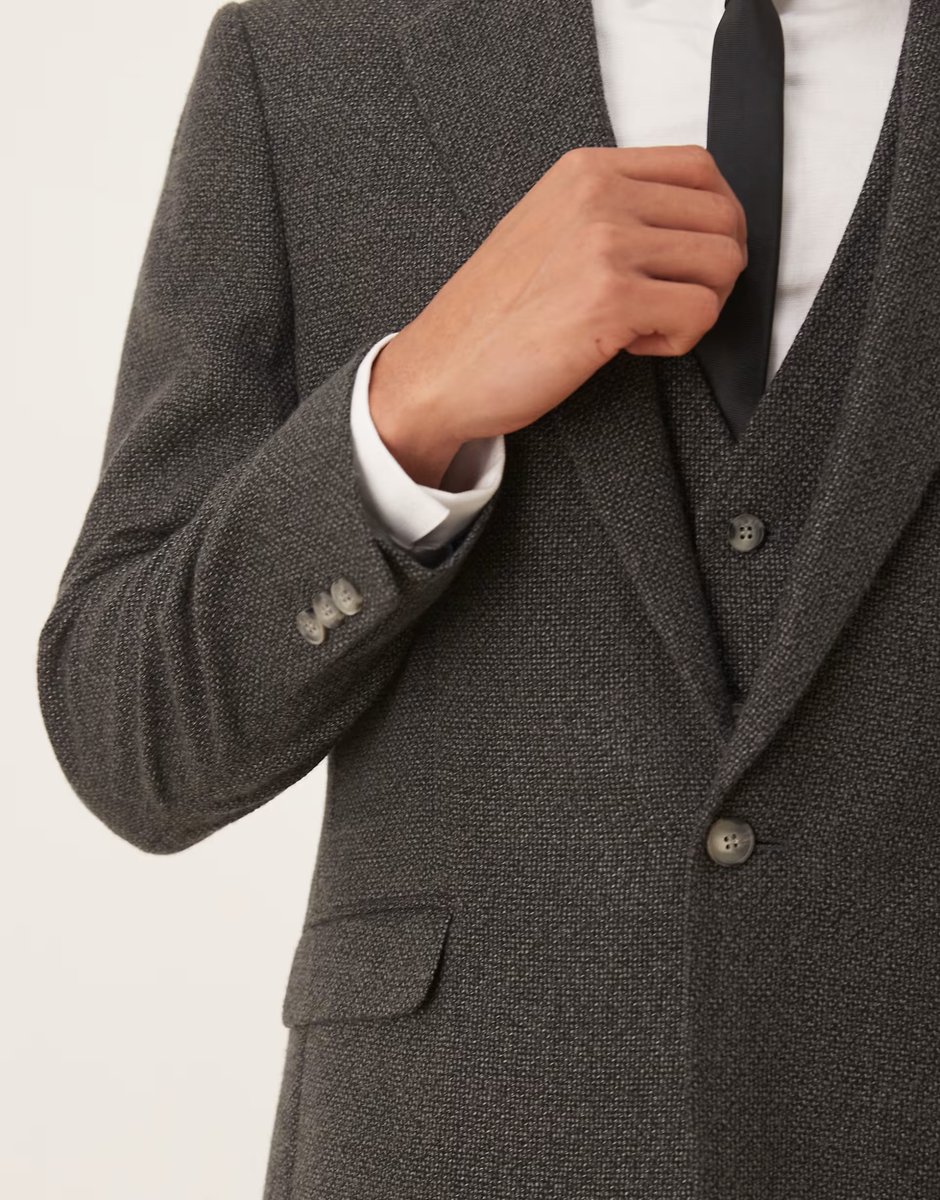 ASOS ASOS DESIGN slim suit jacket with grey microtexture - 4