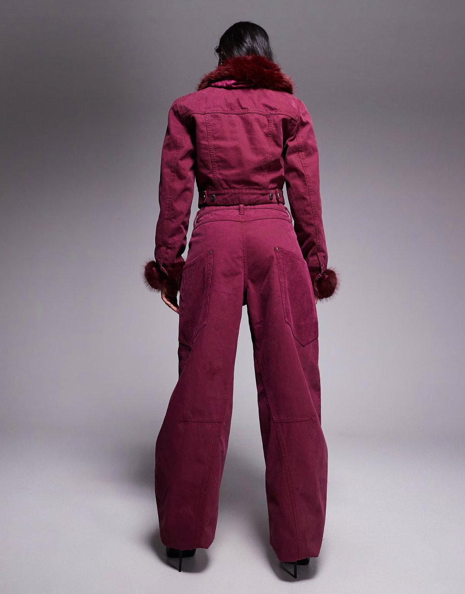 ASOS AFRM denim barrel jeans co-ord in port - 3