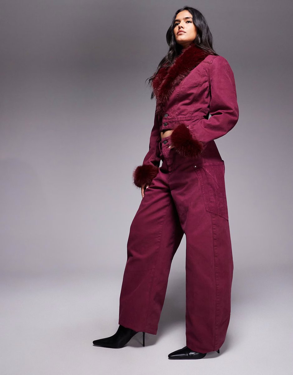 ASOS AFRM denim barrel jeans co-ord in port - 4