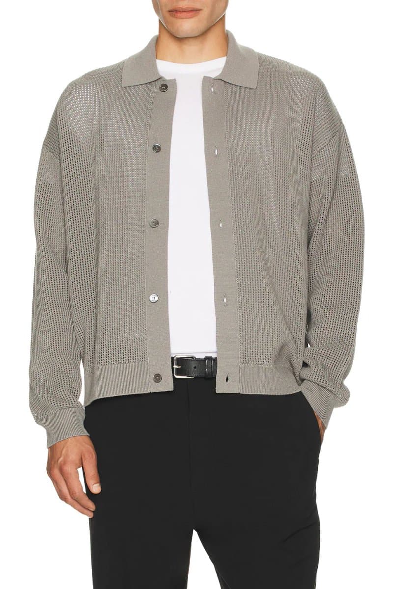 revolve Revolve Cloud Grey Open Knit Cardigan