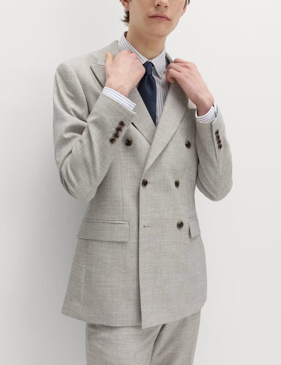 Marks & Spencer M&S Slim Fit Textured Twill Stretch Suit Jacket Neutral - 1