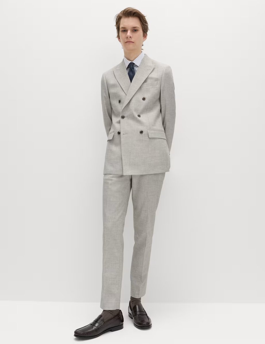 Marks & Spencer M&S Slim Fit Textured Twill Stretch Suit Jacket Neutral - 2