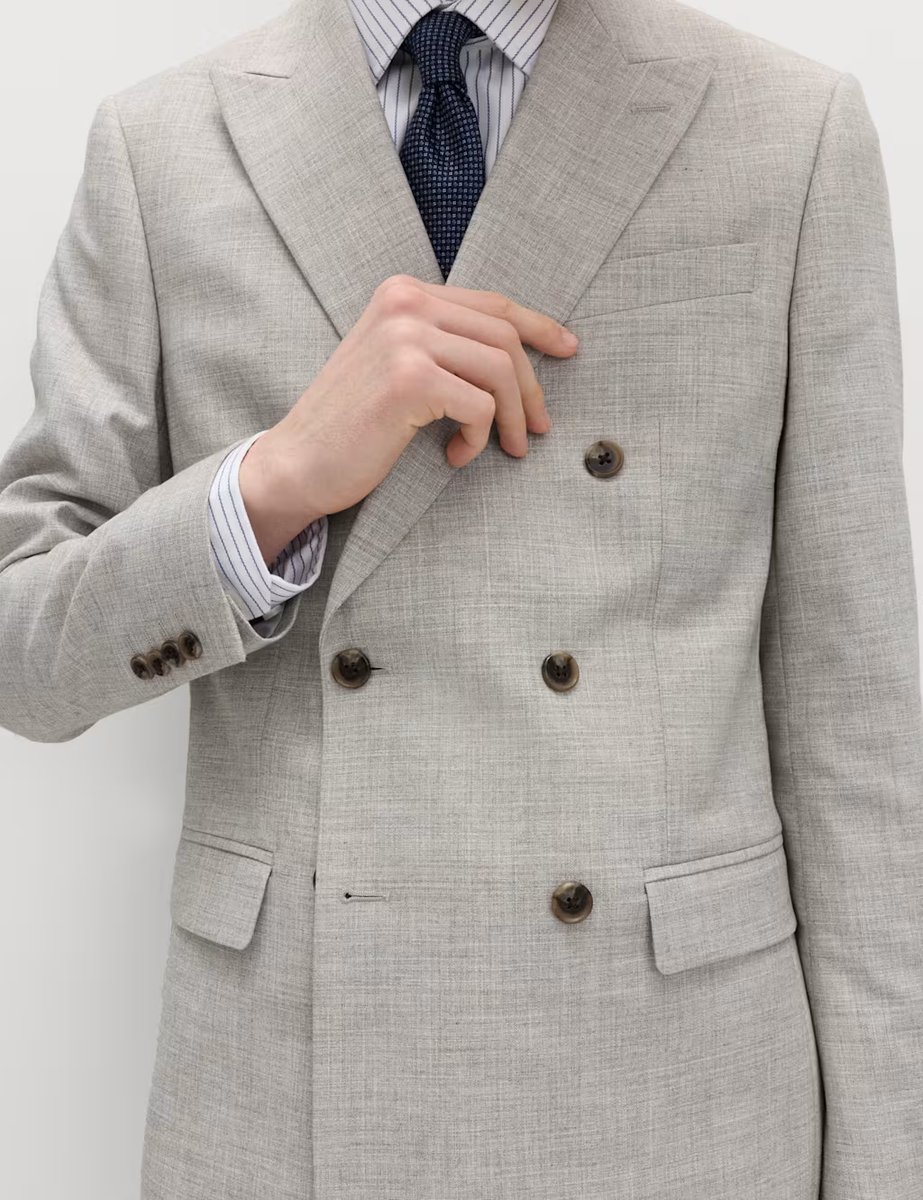 Marks & Spencer M&S Slim Fit Textured Twill Stretch Suit Jacket Neutral - 3