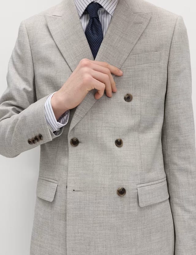 Marks & Spencer M&S Slim Fit Textured Twill Stretch Suit Jacket Neutral - 3
