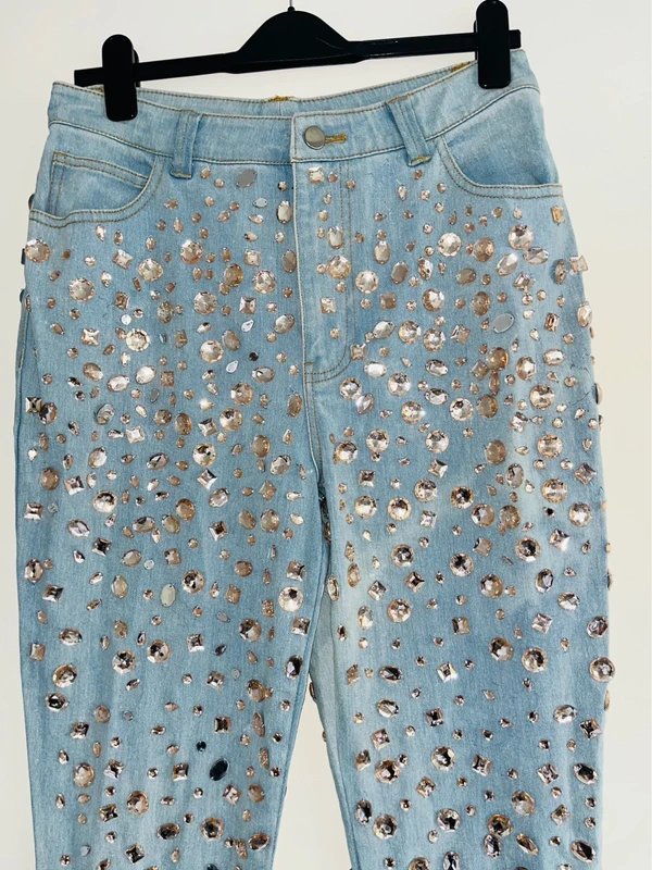 ASOS Embellished rhinestone crystal gem jewel raindrop diamanté all over jeans - 2