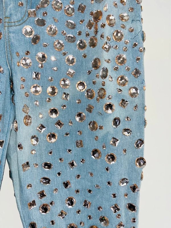 ASOS Embellished rhinestone crystal gem jewel raindrop diamanté all over jeans - 3