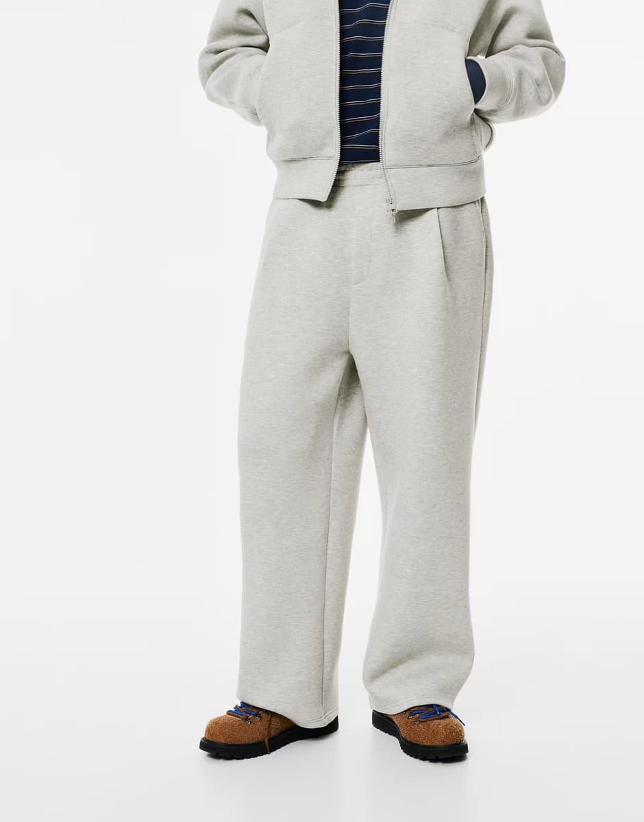ASOS Pull&Bear Balloon fit tracksuit bottoms in grey marl