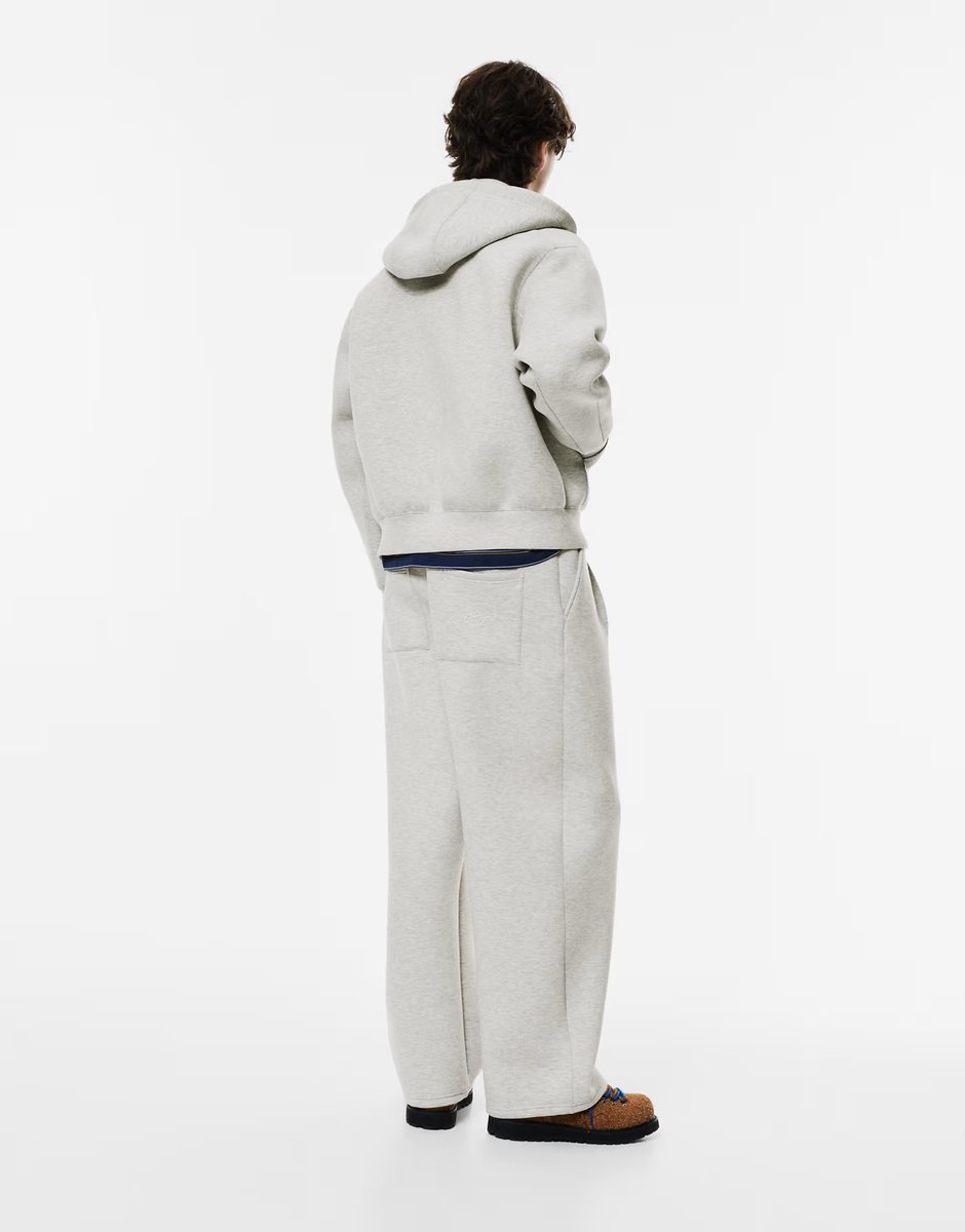 ASOS Pull&Bear Balloon fit tracksuit bottoms in grey marl - 3