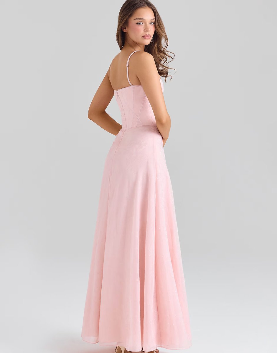 ASOS House of CB Esme blush pink chiffon maxi dress in blush pink - 3