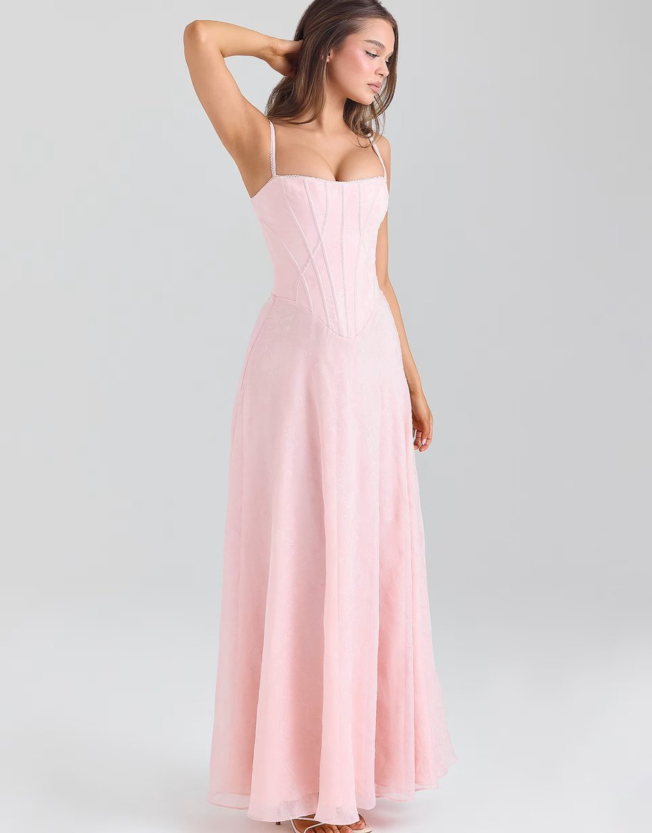 ASOS House of CB Esme blush pink chiffon maxi dress in blush pink - 4