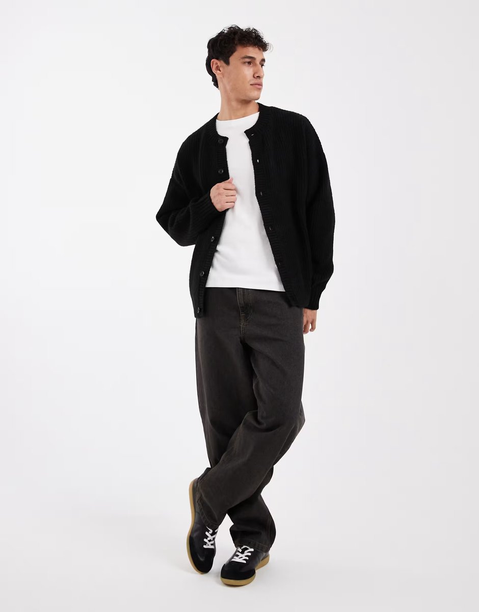 ASOS Jack & Jones crew neck cardigan in black - 2