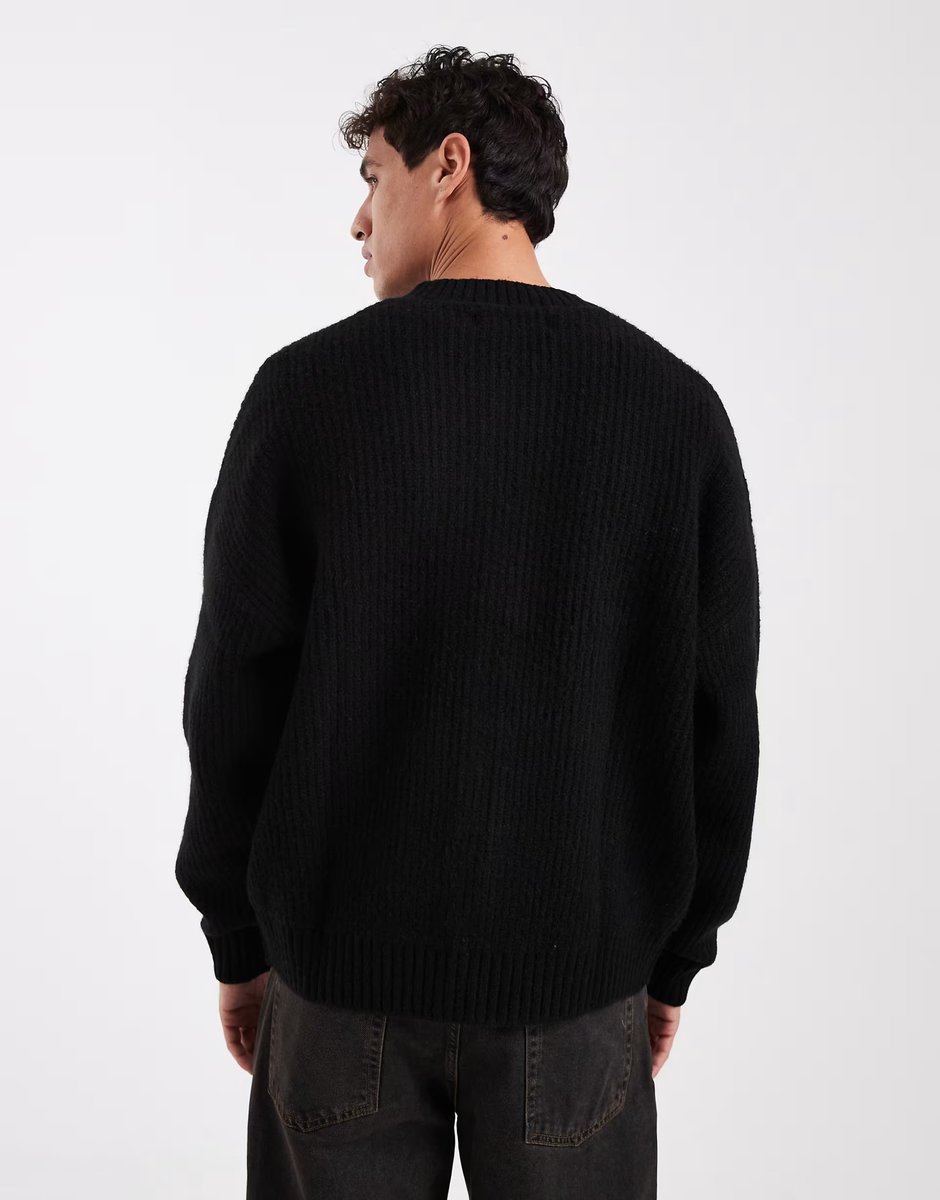 ASOS Jack & Jones crew neck cardigan in black - 3