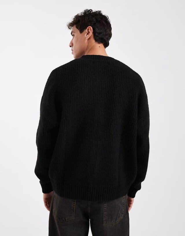 ASOS Jack & Jones crew neck cardigan in black - 3