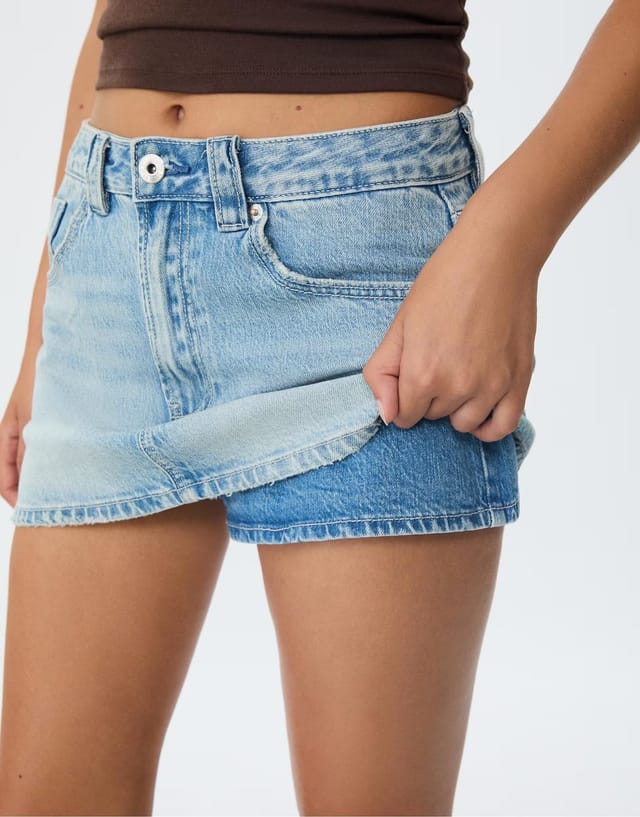 ASOS Stradivarius D62 denim skort in blue denim - 2