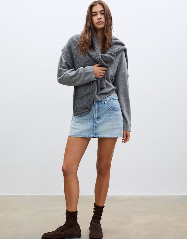 ASOS Stradivarius D62 denim skort in blue denim - 3