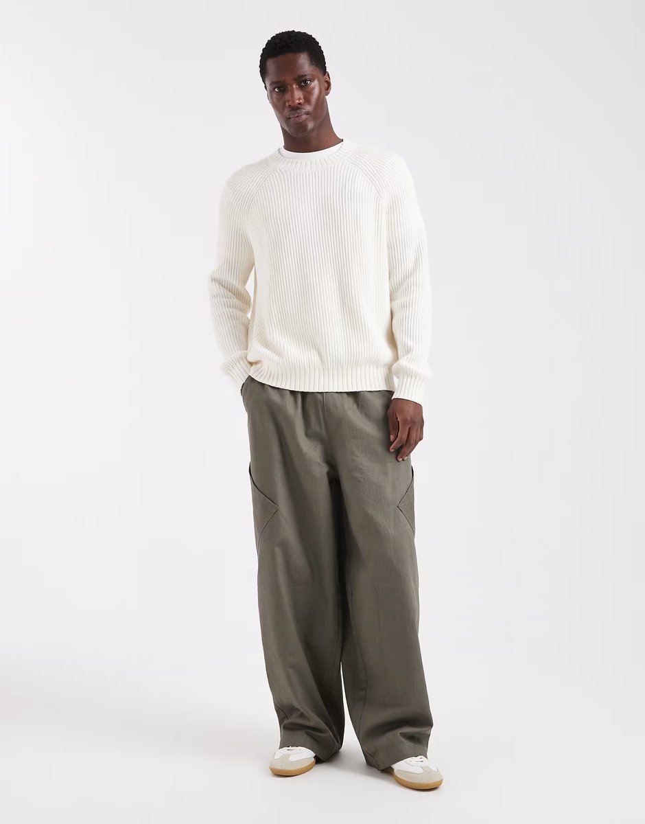 ASOS Hollister knitted fisherman jumper in cream - 2