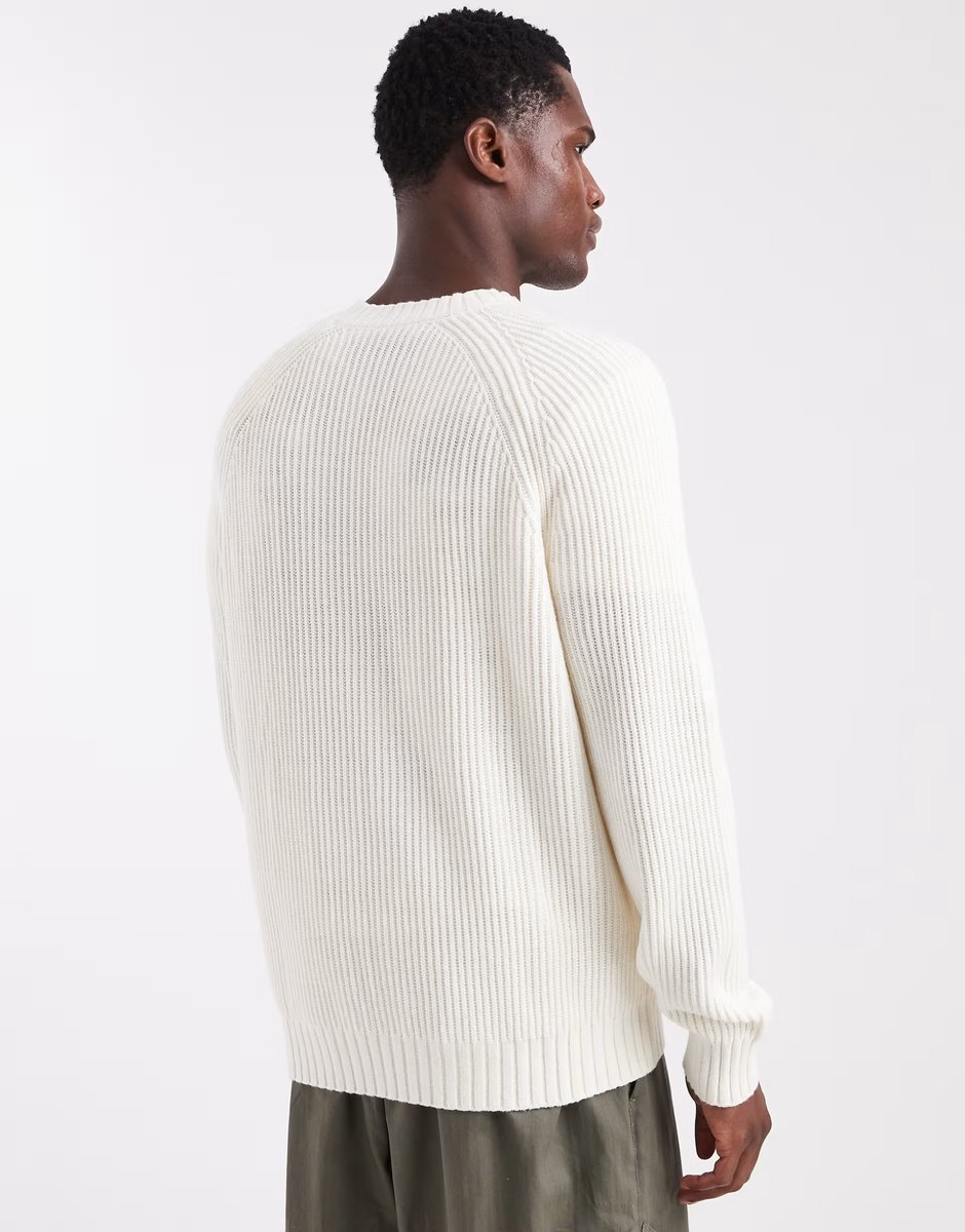 ASOS Hollister knitted fisherman jumper in cream - 3