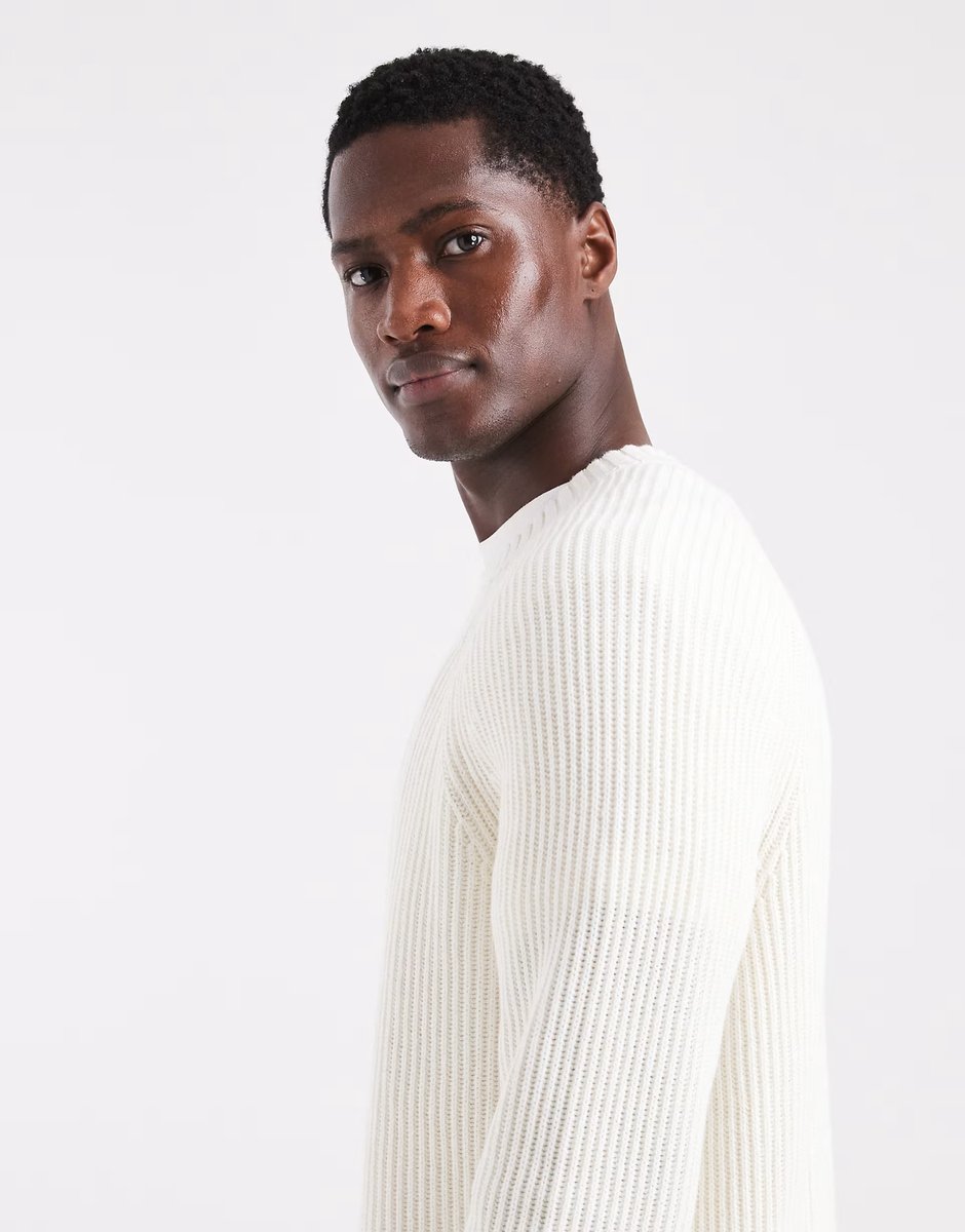 ASOS Hollister knitted fisherman jumper in cream - 4