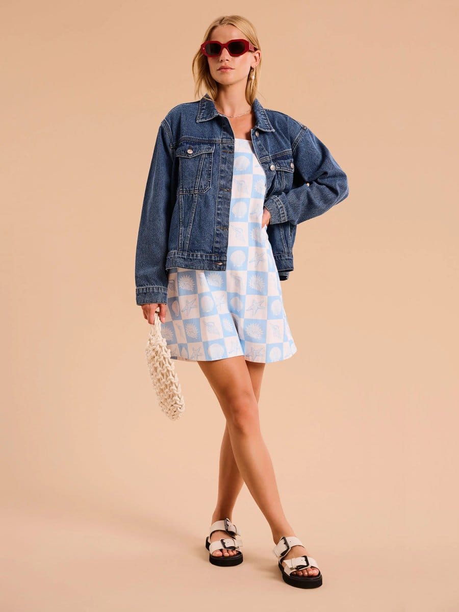 OMNES Annabella Dress in Shell Checkerboard Print - 4