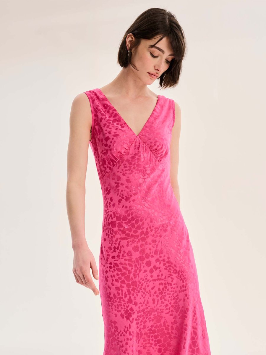 OMNES Iris Maxi Dress in Cerise Pink - 2