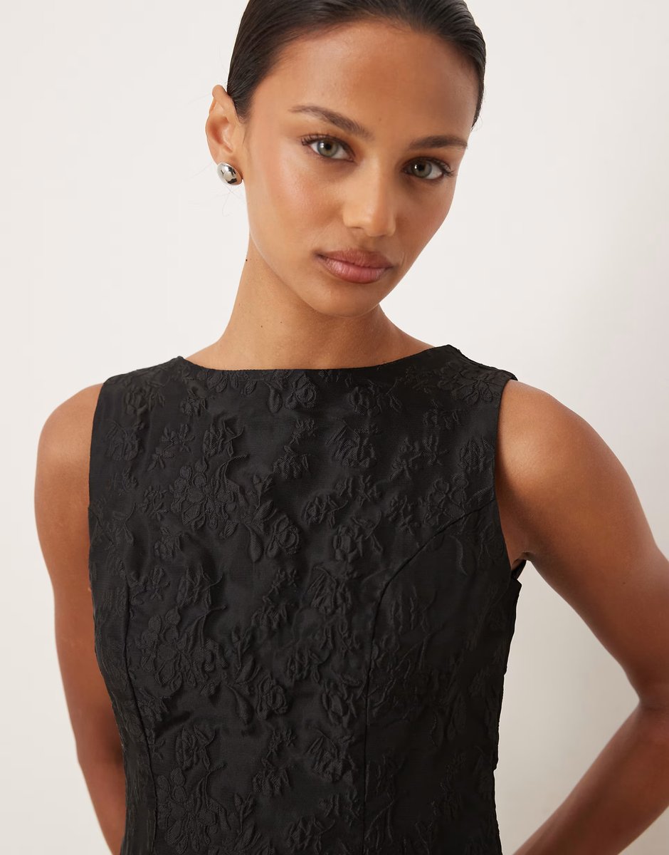 ASOS Sister Jane Screenplay jacquard boat neck volume lace underskirt mini dress in black - 4