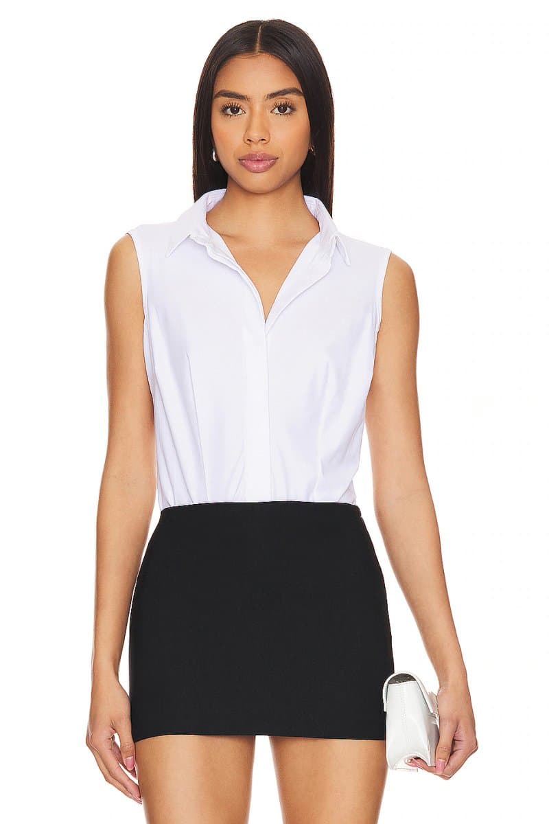 revolve Classic Sleeveless Button Down Bodysuit
