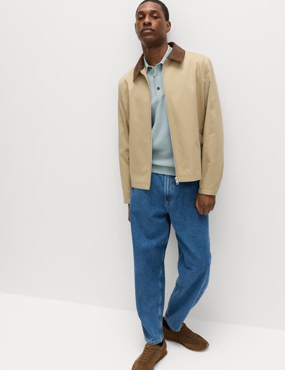 Marks & Spencer M&S Cotton Rich Textured Knitted Polo Shirt Soft Blue - 3