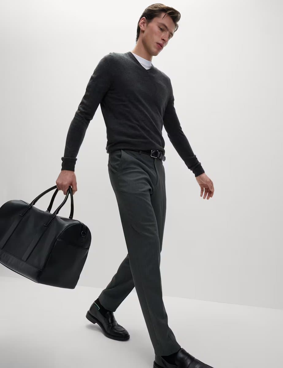 Marks & Spencer M&S Charcoal Skinny Fit Smart Stretch Trousers