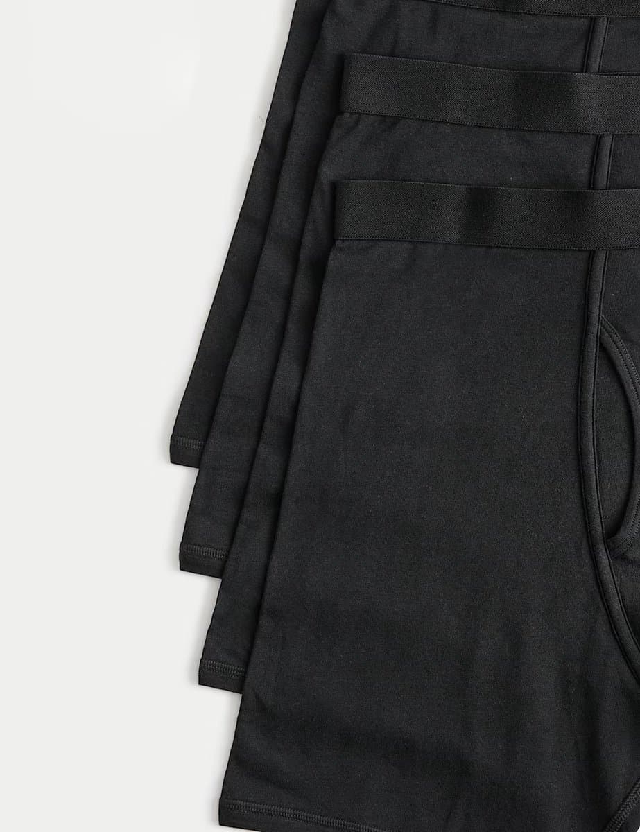 Marks & Spencer M&S 5 Pack Cotton Stretch Longer Length Trunks Black