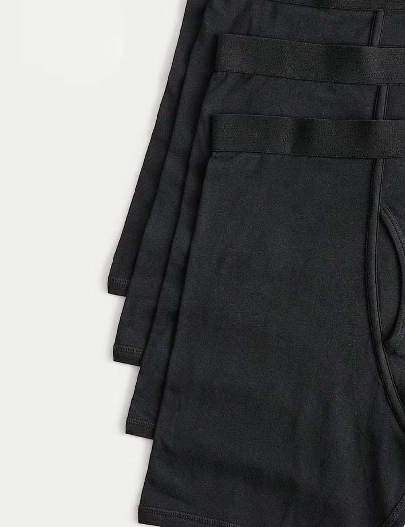 Marks & Spencer M&S 5 Pack Cotton Stretch Longer Length Trunks Black - 1
