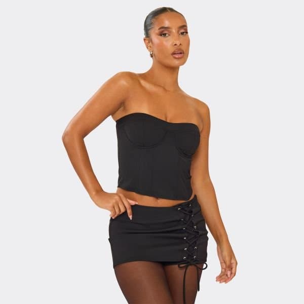 EGO EGO Bandeau Underwired Crop Top in Black