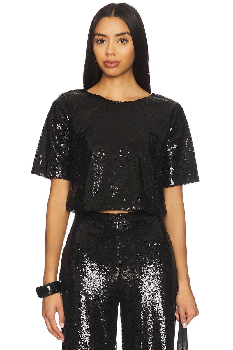 revolve Sequin Short Sleeve Top
