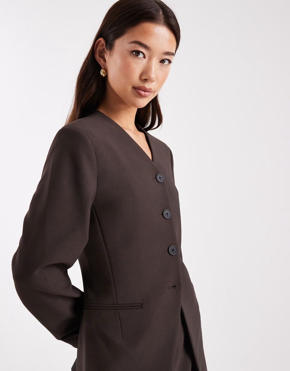 ASOS ONLY structured blazer co-ord in brown - 4
