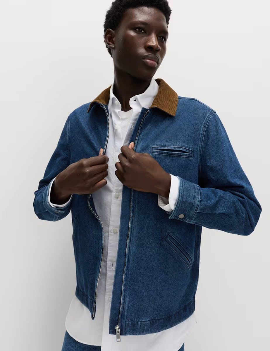 Marks & Spencer M&S Mid Blue Denim Harrington Jacket
