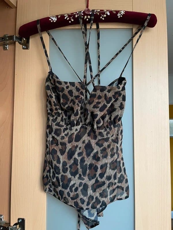 ASOS Asos Luxe Strappy Leopard Print Top
