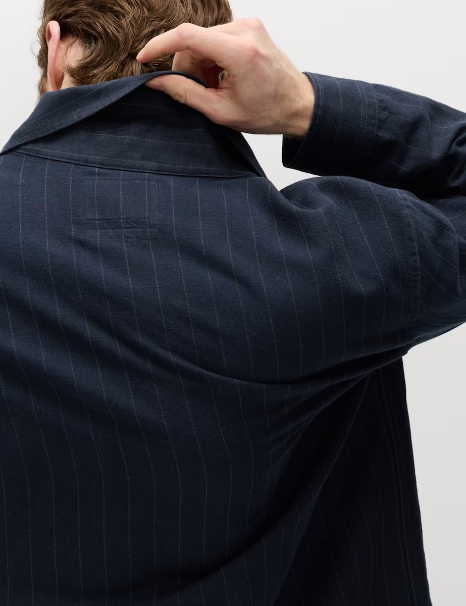 Marks & Spencer M&S Linen Rich Overshirt Dark Navy - 2