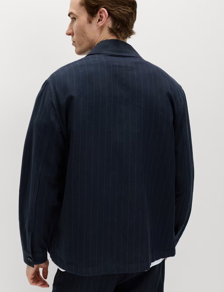 Marks & Spencer M&S Linen Rich Overshirt Dark Navy - 3