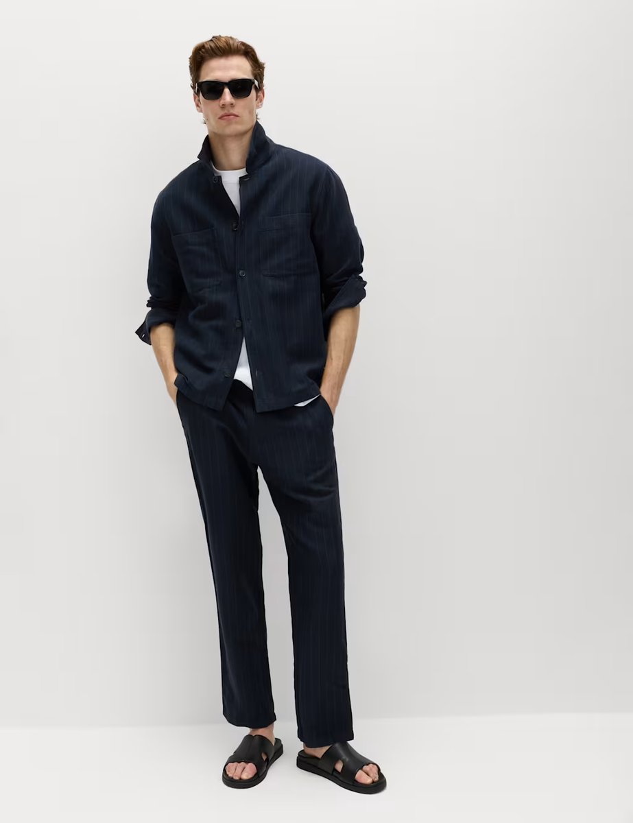 Marks & Spencer M&S Linen Rich Overshirt Dark Navy - 4