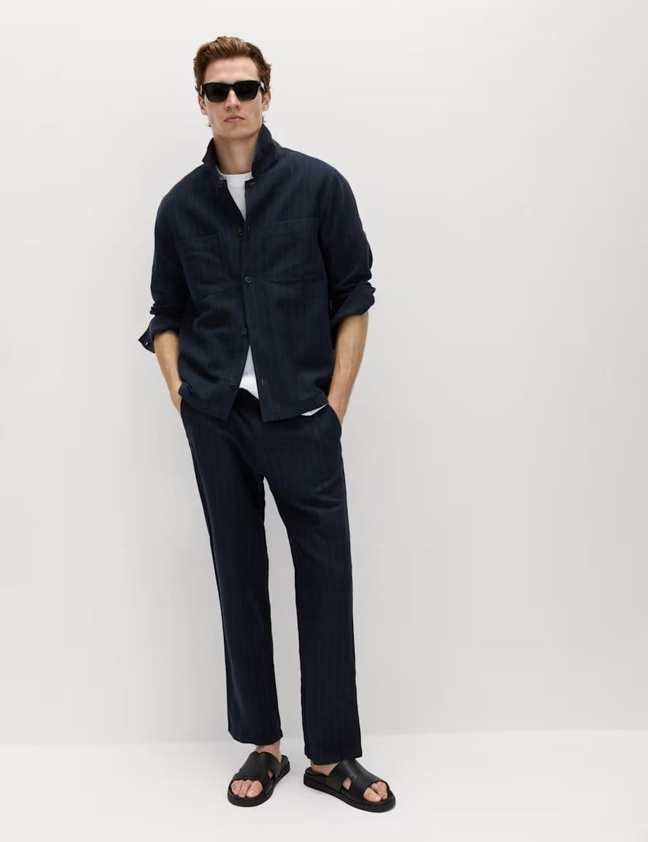 Marks & Spencer M&S Linen Rich Overshirt Dark Navy - 4