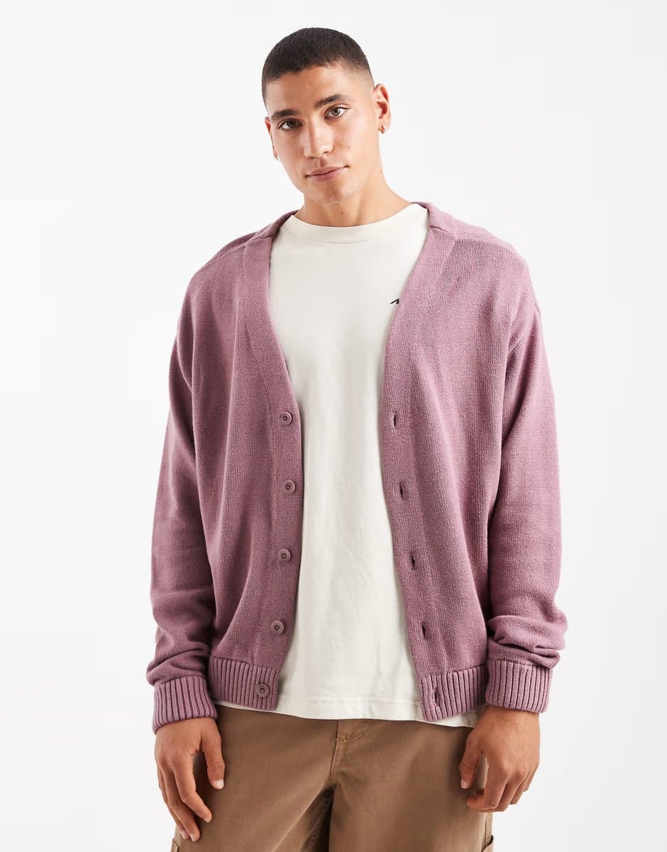 ASOS Hollister boxy fit long sleeve cardigan in pink