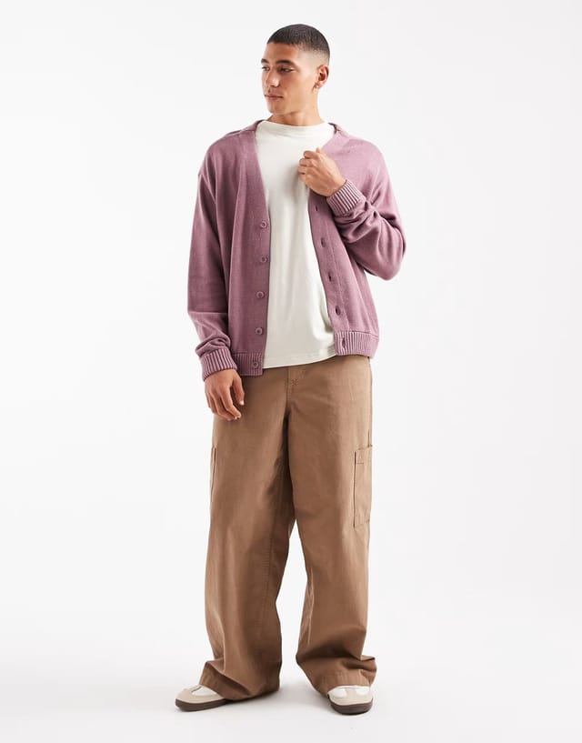 ASOS Hollister boxy fit long sleeve cardigan in pink - 2