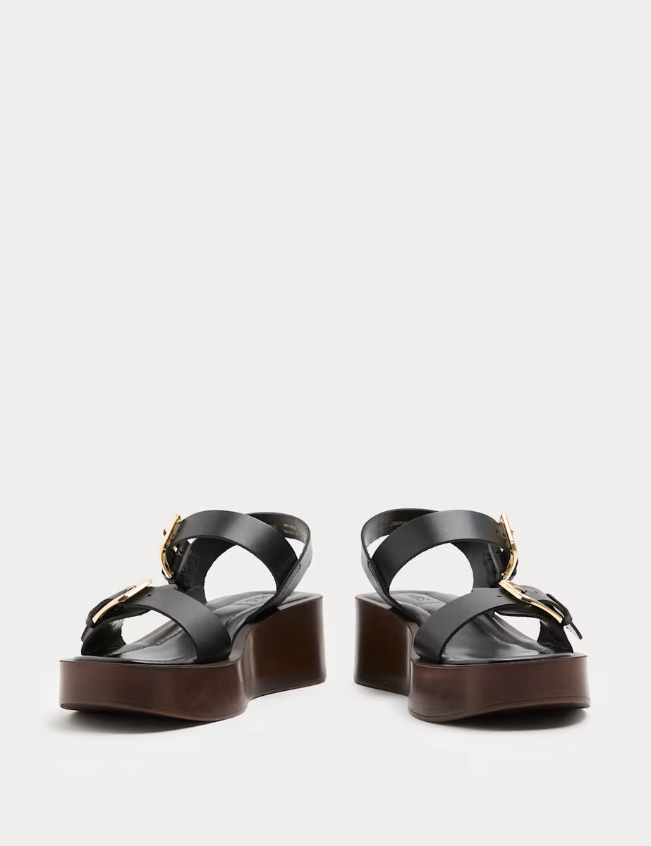 Marks & Spencer M&S Leather Buckle Wedge Sandals Black - 2