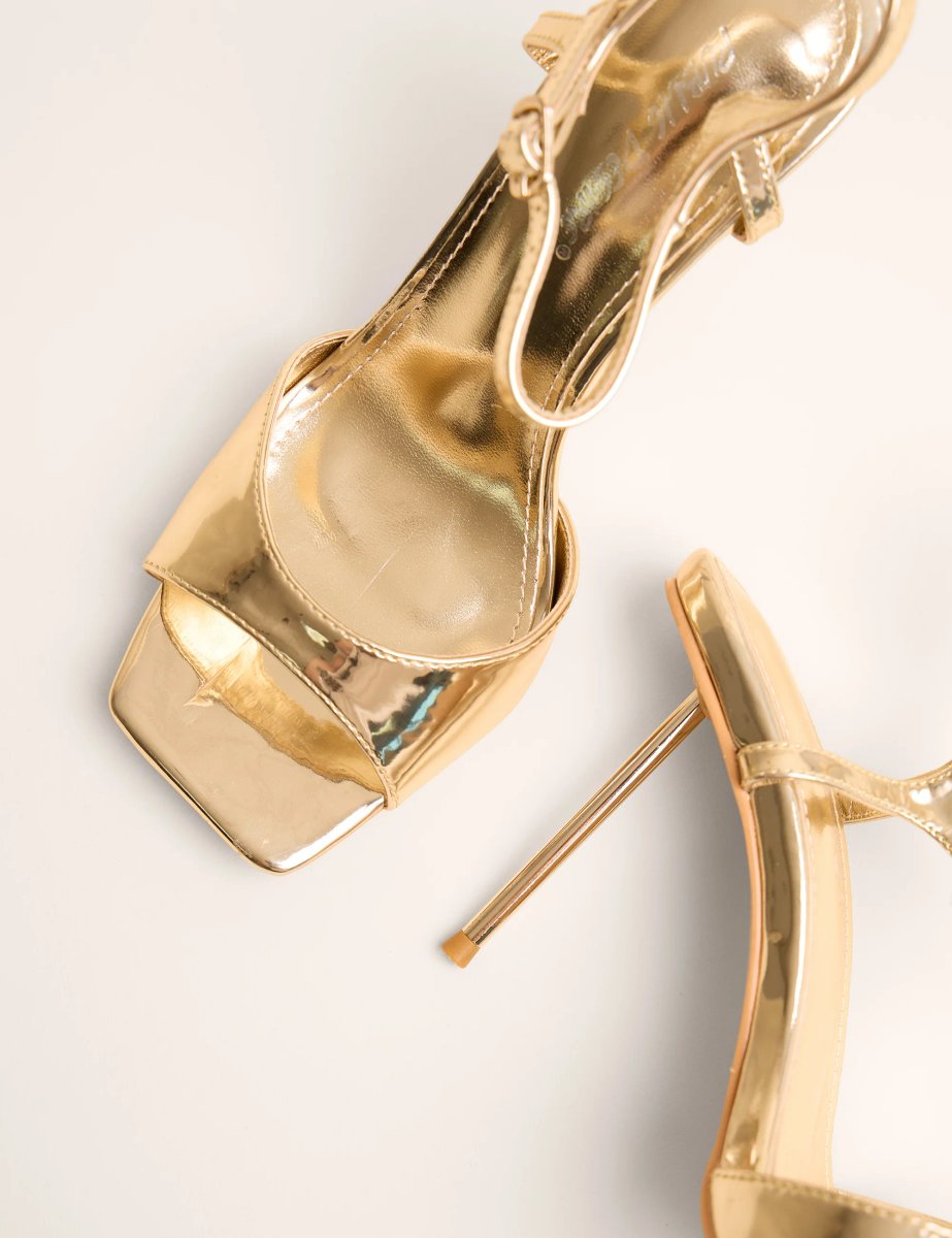 Public Desire Vain Gold Mirror Pu Barley There Pencil Stiletto High Heels - 3