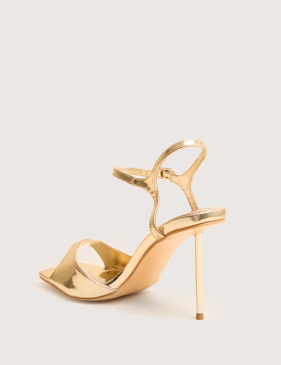 Public Desire Vain Gold Mirror Pu Barley There Pencil Stiletto High Heels - 4